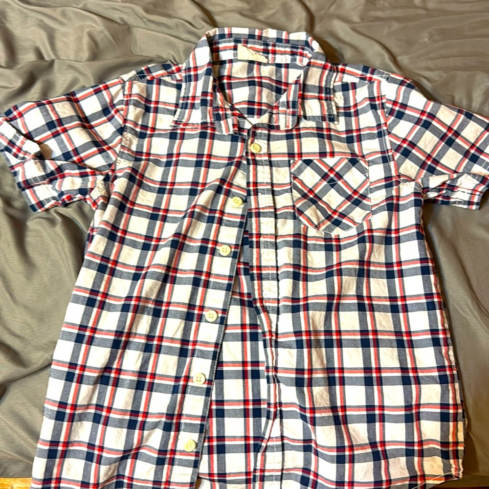 Boys M 7-8 plaid polo shirt